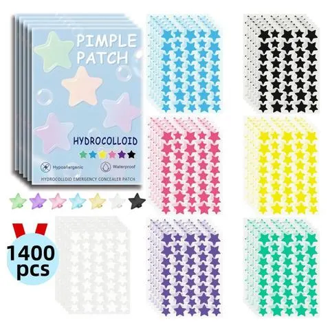 1400 pçs colorido estrela espinha remoção adesivo invisível respirável hidrocolóide acne remendo anti-acne manchas marcas corretivo maquiagem
