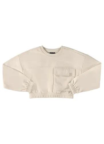 Blusão Cropped Básico em Moletom Juvenil (Bege) Gloss