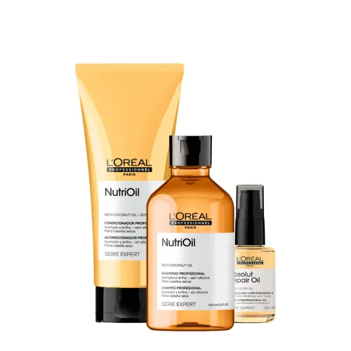 Kit L'Oréal Professionnel Serie Expert NutriOil Shampoo 300ml Condicionador 200ml Óleo 30ml
