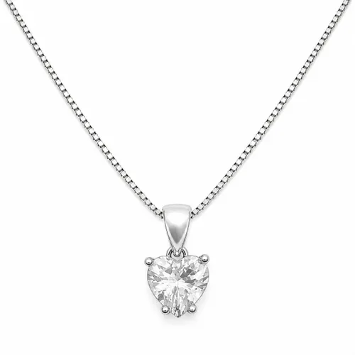 Colar 45 cm Coração 9 mm com Cristal em Prata 925
