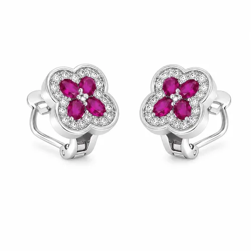 Brinco Flor Cravejado com Zircônias em Prata 925
