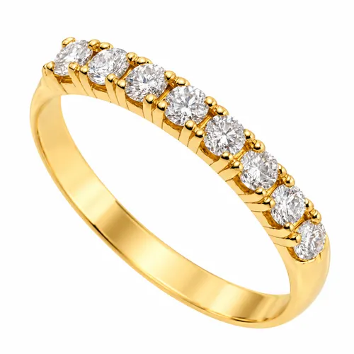 Anel Meia Aliança em Ouro 18K com 8 Diamantes de 3 Pontos