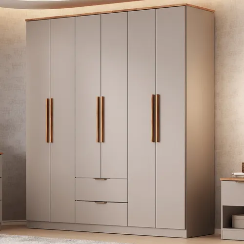 Guarda Roupa Casal 6 Portas Milan Carraro Avelã