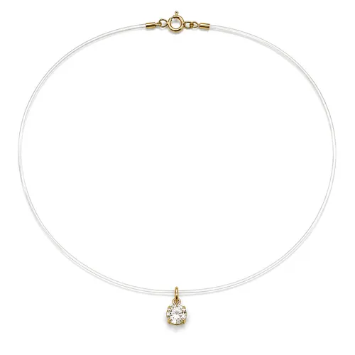 Colar Silicone com Ponto de Luz em Zircônia Ouro 18K