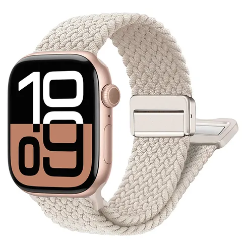 Pulseira trançada para apple watch, pulseira magnética de nylon 44mm 40mm 45mm 46mm 49mm 41mm 38 iwatch série se 7 6 8 9 10 ultra 2