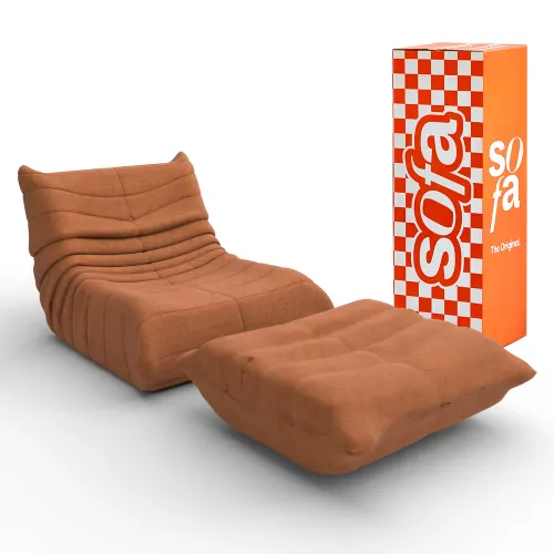 Kit Poltrona Design 1973 + Apoio para pés - Laranja