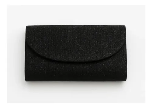 Bolsa Clutch para Festa Brilho e Glitter Feminina com Alça Removível Preta