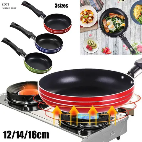 Mini frigideira de aço antiaderente, frigideira, panela para panelas, ferramentas de cozinha, ovos de fritar, cozinhar, 12cm, 14cm, 16cm