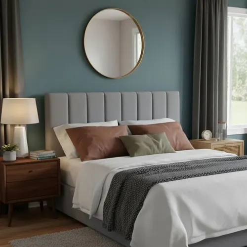 Cabeceira Modular Estofada Queen Cinza em Suede p/ Cama Box