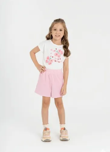 Conjunto Infantil Feminino com Blusa Borboletinha e Short (Branco) Guloseima