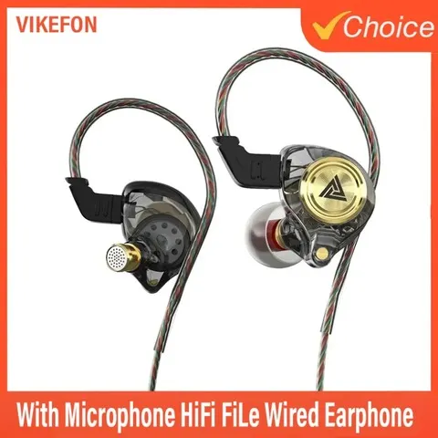 Qkz ak3 le fone de ouvido com fio com microfone alta fidelidade monitor música baixo fones com cancelamento ruído para esporte jogos