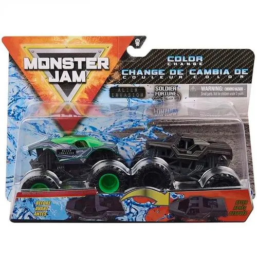 Monster Jam 1:64 2 Carros Alien Invasion VS Soldier Fortune Black Ops - Sunny