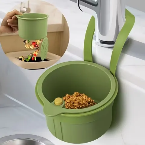 Cesta de drenagem tipo imprensa: filtro de alimentos e organizador de pia, multifuncional para uso em cozinha e banheiro
