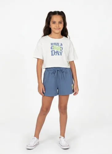 Conjunto Infantil com Blusa Have a Good Day e Short Clochard (Off White) Guloseima