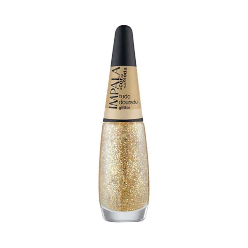 Esmalte Impala a Cor da Moda Glitter Tudo Dourado