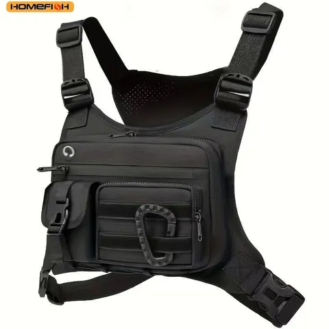 HOMEFISH Bolsa de peito ao ar livre para homens e mulheres, colete tático para corrida, ciclismo, equipamento de peito EDC para esportes e treinos