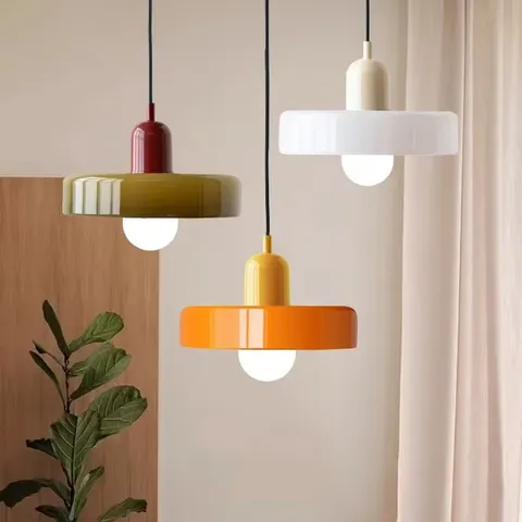 Lustre Nórdico de Vidro Bauhaus para Sala de Jantar, Sala de Estar, Quarto, Bar, Cafeteria Retrô - Luminária Decorativa