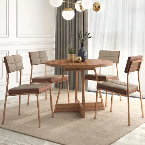 Conjunto Sala de Jantar 4 Cadeiras Nairobi Carraro Nogal
