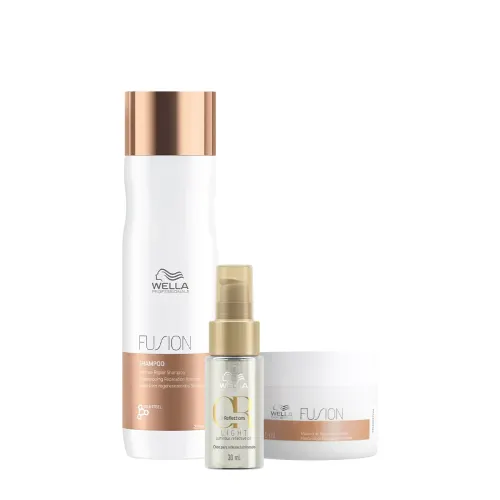Kit Wella Professionals Fusion Shampoo 250ml Máscara 150ml e Oil Reflections 30ml