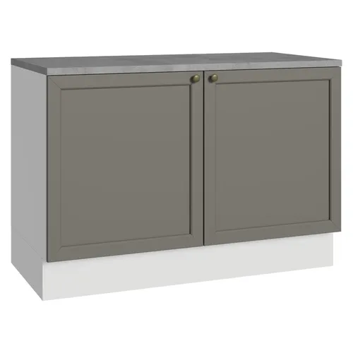 Balcão de Cozinha 120 x 60 cm 2 Portas (Com Tampo) Branco/Cinza Vik Madesa