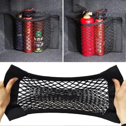 Rede de Armazenamento para Carro, Malha Elástica Mágica com Bolso Esticável, Adesivo Universal para Organização de Itens no Porta-Malas, Organizador Automotivo Fixo