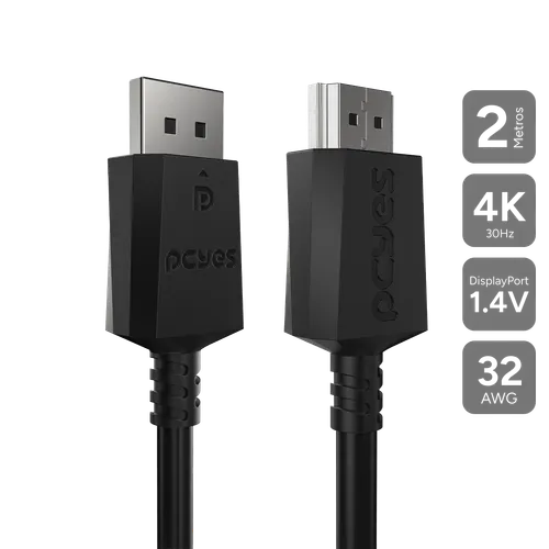 Cabo PCYES DisplayPort 1.4 para HDMI 2.0 2m PDPHM-2