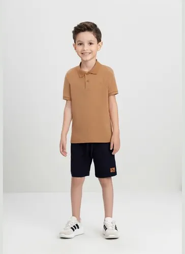 Camisa Polo para Menino Básica com Bordado (Marrom) Quimby