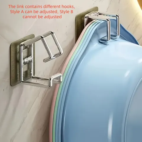 1/2/4 Peças Gancho de Aço Inoxidável para Lavatório - Suporte Multifuncional sem Furos para Cozinha e Banheiro, Suporte para Toalhas e Organizador de Bacias