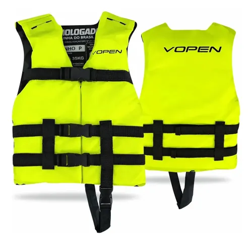 Colete Salva Vidas Infantil Criança Piscina Vopen Homologado Cor Amarelo fluor Tamanho PP ( Até 25Kg)