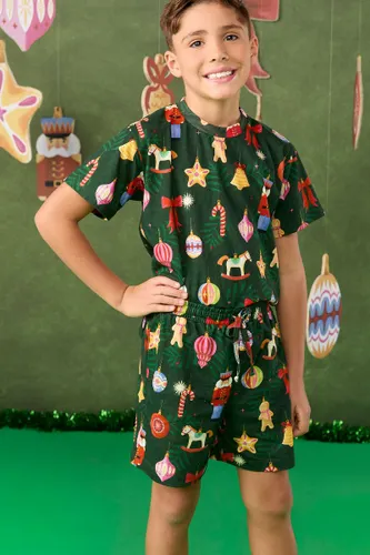Bermuda Pijama Infantil Estampa Natal Mágico