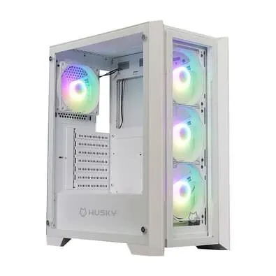 Gabinete Gamer Husky Dome 100, Mid Tower, ATX, Lateral e Frontal em Vidro, Sem FANs, Branco - HGN100BR