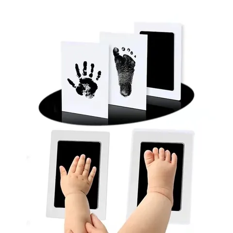 Bebê recém-nascido diy mão e pegada kit almofadas de tinta moldura da foto handprint crianças lembrança acessórios seguro limpo presente do chuveiro do bebê