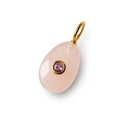 Pingente Gota Médio com Redondo de 3 mm em Prata Banhada a Ouro