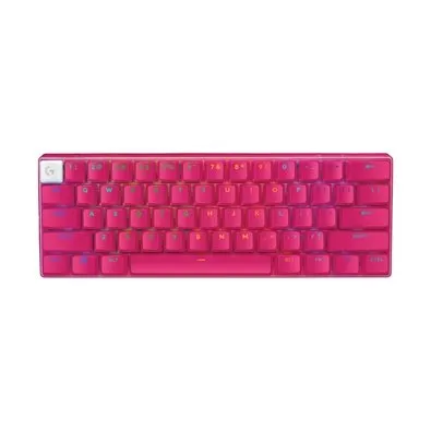 Teclado sem Fio Mecânico Gamer Logitech G PRO X 60 Lightspeed, RGB, Bluetooth, Compatível com Windows, Rosa Magenta - 920-011940