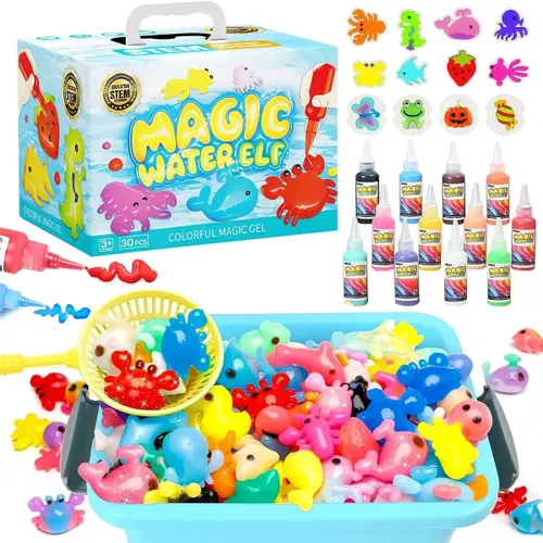 Kit DIY Hidrogel Infantil com 12 Cores e Moldes Brinquedo Menina Brinquedo Educativo Kit Artesanal Slime Colorido Criativo para Crianças 3 4 5 6 7 8 Anos Atividades Infantil