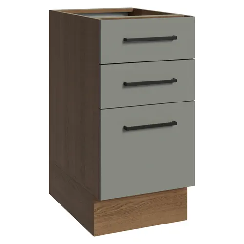 Balcão de Cozinha 40 cm 3 Gavetas (Sem Tampo) Rustic/Cinza Agata Madesa