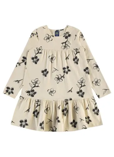 Vestido Manga Longa Infantil em Cotton Floral (Bege) Bee Loop
