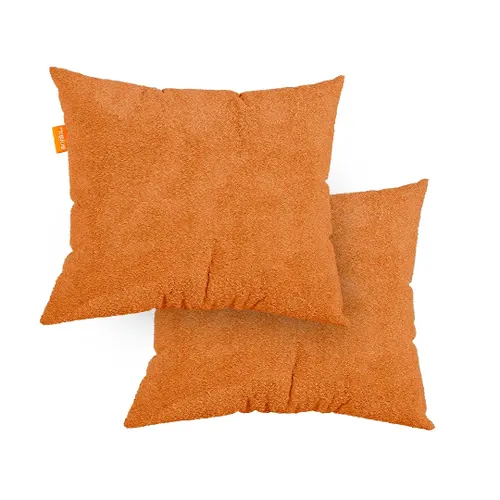 Kit 2 Almofada Tecido Bouclé - Cor Laranja - 45x45cm