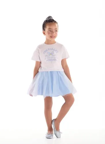 Blusa Infantil Menina Algodão com Estampa de Ballet Branco