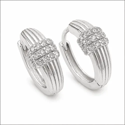 Brinco 1,9 cm Prata Argola com 36 Zircônias