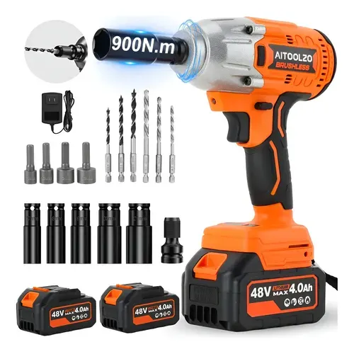 Parafusadeira Chave de Impacto 48v C/2bateria + Luz Aitoolzo Laranja 127/220v 60
