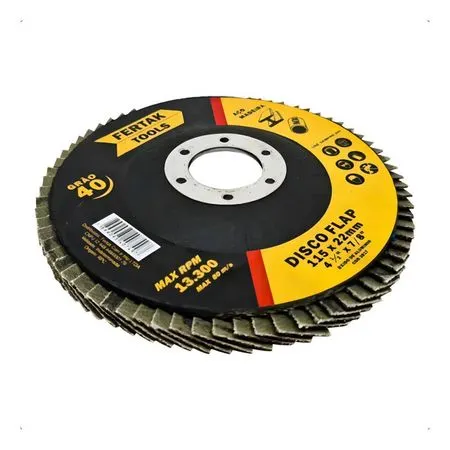 Disco Flap 115mm 4.1/2 Madeira e Aço Cônico Grão40 Fertak