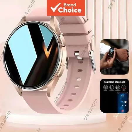Relógio Smartwatch Feminino Bluetooth Chamada, Monitor Cardíaco e Pressão, À Prova D'Água, Compatível Android iOS